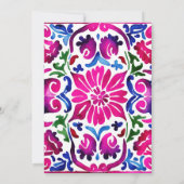 Roze blauw Mexicaans Talavera tegels sjabloon Kaart (Achterkant)