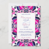 Roze blauw Mexicaanse tegel alles in een bruiloft Kaart (Voorkant)