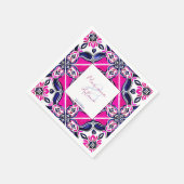 Roze blauw Mexicaanse tegel bruiloft servies sjabl Servet (Hoek)