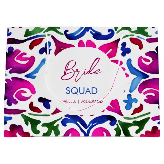 Roze blauw Mexicaanse tegels bruid squad bachelore Groot Cadeauzakje (Voorkant)