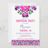 Roze blauw Mexicaanse tegels verjaardagsfeestje sj Kaart (Voorkant)