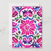 Roze blauw Mexicaanse tegels verjaardagsfeestje sj Kaart (Achterkant)