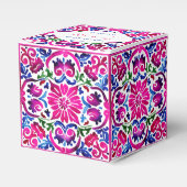 Roze blauw Mexicaanse tegels vrijgezellenfeest Bedankdoosjes (Voorkant Zijde)