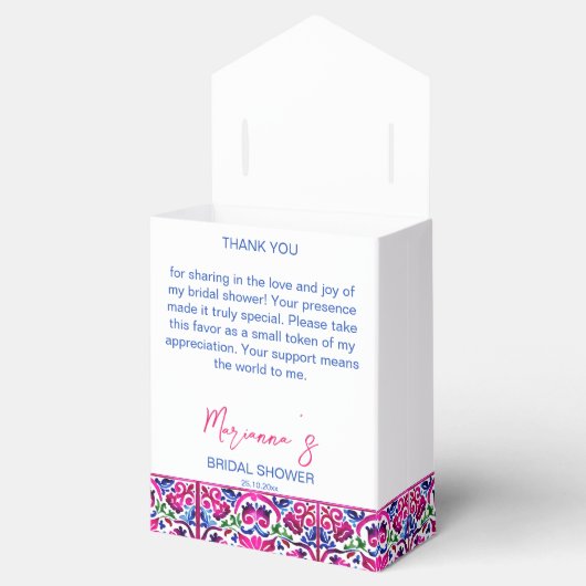 Roze blauw Mexicaanse tegels vrijgezellenfeest Bedankdoosjes (Geopend)