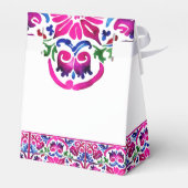 Roze blauw Mexicaanse tegels vrijgezellenfeest Bedankdoosjes (Achterkant)