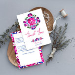 Roze blauw Mexicaanse tegels vrijgezellenfeest dan Bedankkaart<br><div class="desc">Roze blauw Mexicaans Talavera tegels vrijgezellenfeest bruids brunch bedankje. Heldere gedurfde kleuren voor kleurrijke partij</div>