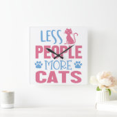 ROZE & BLAUW MINDER MENSEN MEER KATTEN GEZEGDE VIERKANTE KLOK (Huis)