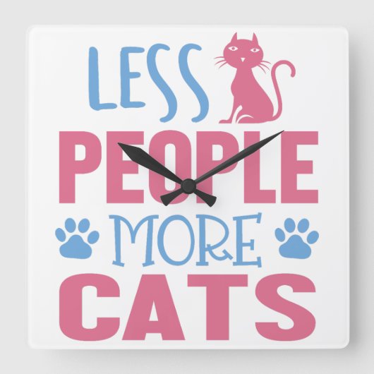 ROZE & BLAUW MINDER MENSEN MEER KATTEN GEZEGDE VIERKANTE KLOK (Voorkant)