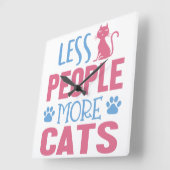 ROZE & BLAUW MINDER MENSEN MEER KATTEN GEZEGDE VIERKANTE KLOK (Hoek)