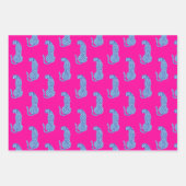 Roze & Blauw Modern Cheetah Patroon Set van 3 Inpakpapier Vel (Voorkant 3)