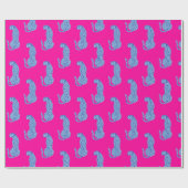 Roze & Blauw Modern Cheetah Patroon Wrapping Papie Cadeaupapier (Vlak)