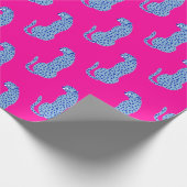 Roze & Blauw Modern Cheetah Patroon Wrapping Papie Cadeaupapier (Hoek)