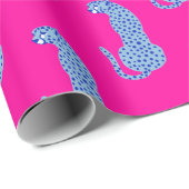 Roze & Blauw Modern Cheetah Patroon Wrapping Papie Cadeaupapier (Rol Hoek)