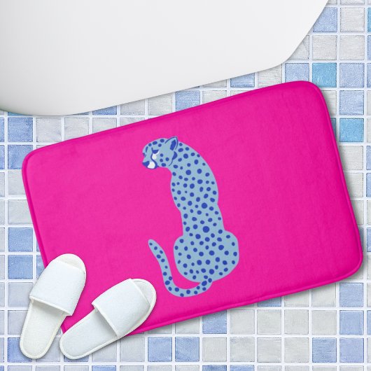 Roze & Blauw Modern Oerwoud Cheetah Exotische Badm Badmat