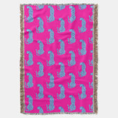 Roze & Blauw Modern Oerwoud Cheetah Gooi Deken (Voorkant Verticaal)
