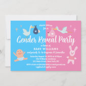 Roze Blauw Moderne Uitnodiging voor Geslacht Revea (Voorkant)