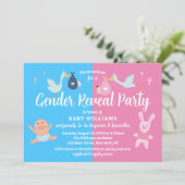 Roze Blauw Moderne Uitnodiging voor Geslacht Revea (Staand voorkant)