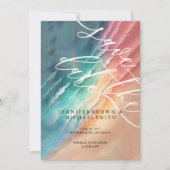 Roze Blauw Ocean Beach Waterverf Elegante Zomer Save The Date (Voorkant)