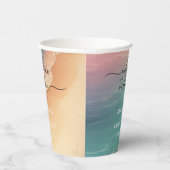 Roze Blauw Ocean Beach Zand Signature Boho Papieren Bekers (Rechts)