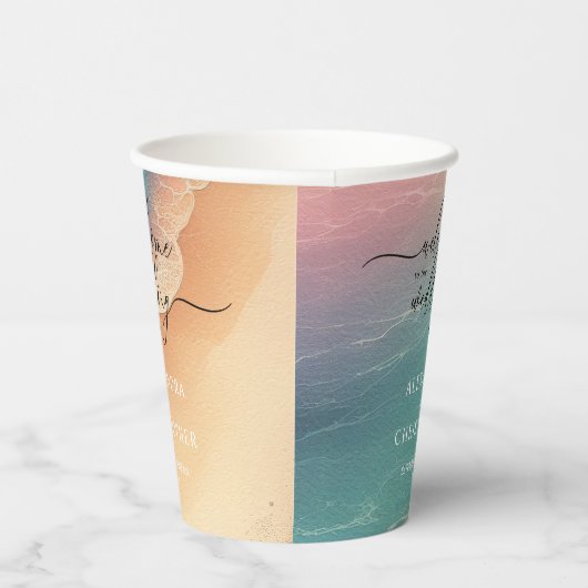 Roze Blauw Ocean Beach Zand Signature Boho Papieren Bekers (Rechts)