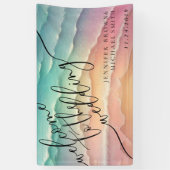 Roze Blauw Ocean Beach Zomer Party Welkom Wo Spandoek (Verticaal)