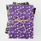 Roze blauw of Paarse set van 3-ghost omslagpapier Inpakpapier Vel (In situ)