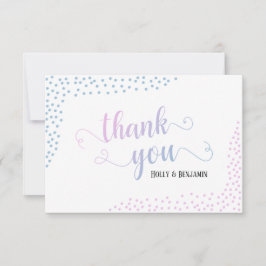 Roze & Blauw Ombré Confetti Typografie Baby shower Bedankkaart