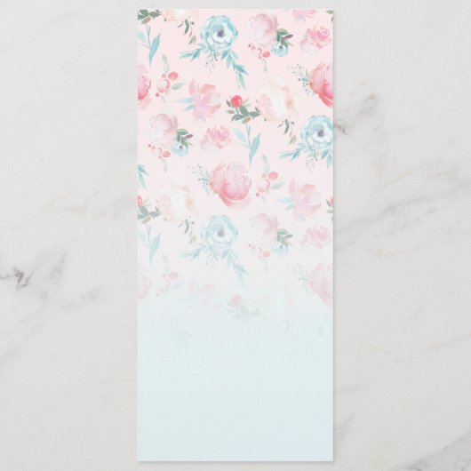 Roze Blauw Ombre Franse Tuin Bloemen Pioen Diner Menu (Achterkant)