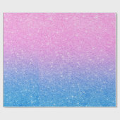Roze Blauw Ombre Glitter Baby Geslacht Onthullen Cadeaupapier (Vlak)