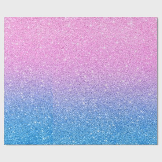 Roze Blauw Ombre Glitter Baby Geslacht Onthullen Cadeaupapier (Vlak)