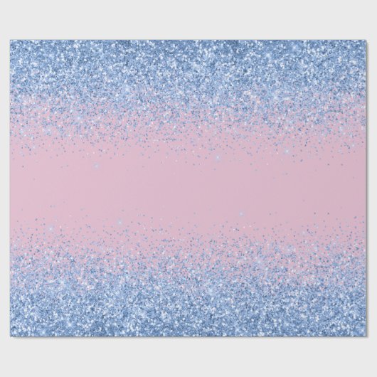 Roze Blauw Ombre Glitter Baby Geslacht Onthullen Cadeaupapier (Vlak)
