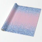Roze Blauw Ombre Glitter Baby Geslacht Onthullen Cadeaupapier (Uitgerold)