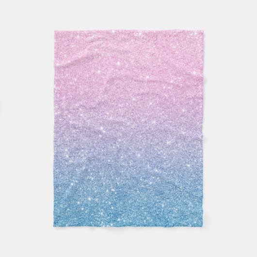 Roze Blauw Ombre Gradient Glitter Baby Fleece Deken (Voorkant)