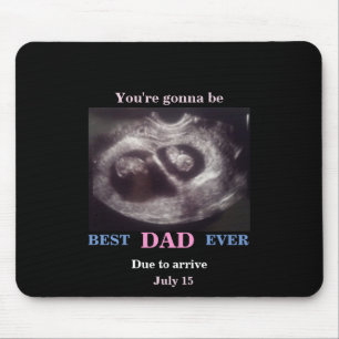 Roze & Blauw op Zwart Echografie Twins Mousepad Muismat