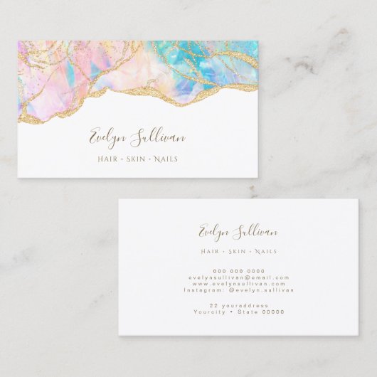 roze blauw opal design visitekaartje (Voorkant / Achterkant)