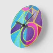 Roze blauw Paars Abstract Geometrisch Ontwerp Ronde Klok (Hoek)