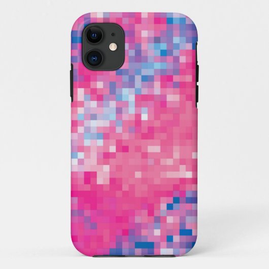 Roze Blauw Paars Abstract Mosaic Squares Patroon Case-Mate iPhone Case (Achterkant)
