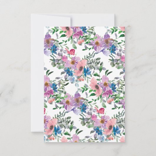 Roze Blauw Paars Floral Afstuderen Opslagdatum Kaart (Achterkant)