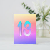 Roze Blauw Paars Gradiënt 13e Verjaardag Briefkaart (Staand voorkant)