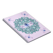 Roze Blauw Paars Mandala Dragonfly Notitieboek (Rechterzijde)