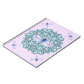 Roze Blauw Paars Mandala Dragonfly Notitieboek (Linkerzijde)