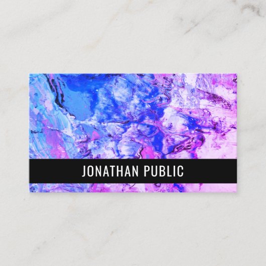 Roze Blauw Paars Modern Abstract Kunst Elegant Visitekaartje (Voorkant)