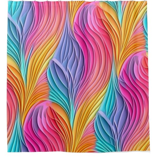 Roze Blauw Paarse Abstract Ontwerp Kleurrijke Past Douchegordijn (Voorkant)