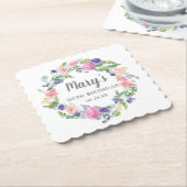 Roze Blauw Paarse Bloemen 80ste Verjaardag Kartonnen Onderzetters (Gebogen)