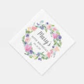 Roze Blauw Paarse Bloemen 80ste Verjaardag Servet (Hoek)