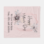 Roze Blauw Paarse Bloemen Moederdag Gepersonalisee Fleece Deken (Voorkant (Horizontaal))