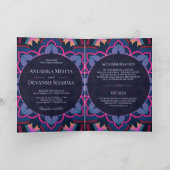 Roze Blauw Paarse Etnische Mandala Indiase bruilof (Binnen)