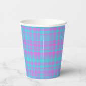 Roze Blauw Paarse Geruite Patroon Papieren Bekers (Rechts)
