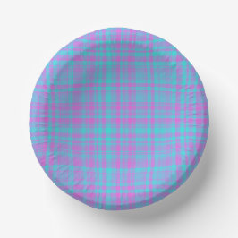 Roze Blauw Paarse Geruite Patroon Papieren Kommen