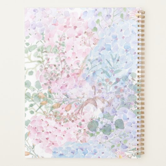 roze blauw paarse hortensia arrangement pattern planner (Achterkant)